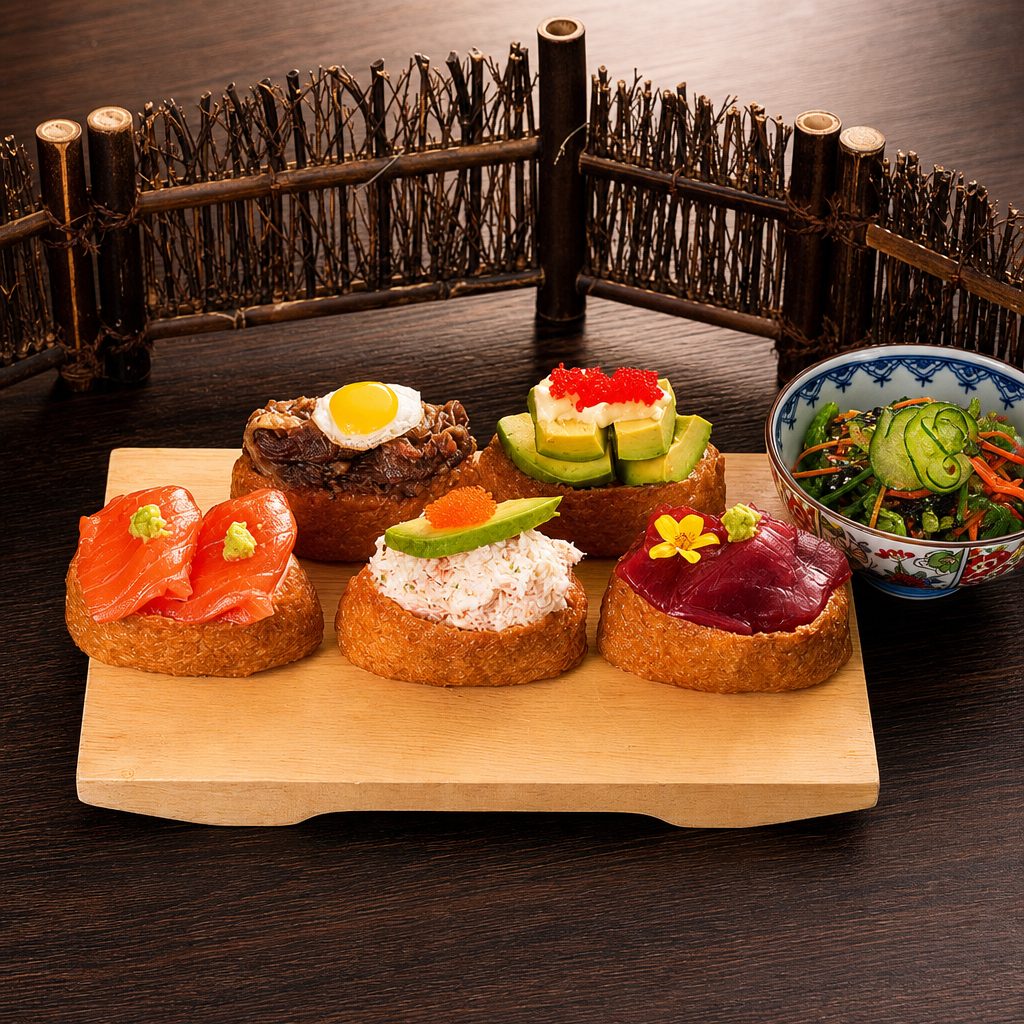 5pc Inari Set (+ Housemade Seaweed Salad).